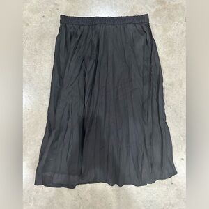 Black pleated midi skirt